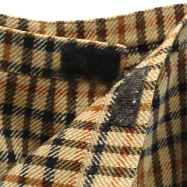 DAKS ダックス チェック柄 ミディ丈 ラップ プリーツスカート 63-90 ブラウン系 レディース