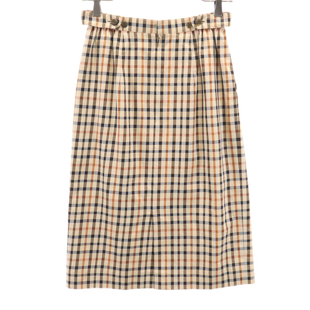 ダックス チェック柄 ミディ丈 タイトスカート 66-92 ブラウン系 DAKS レディース