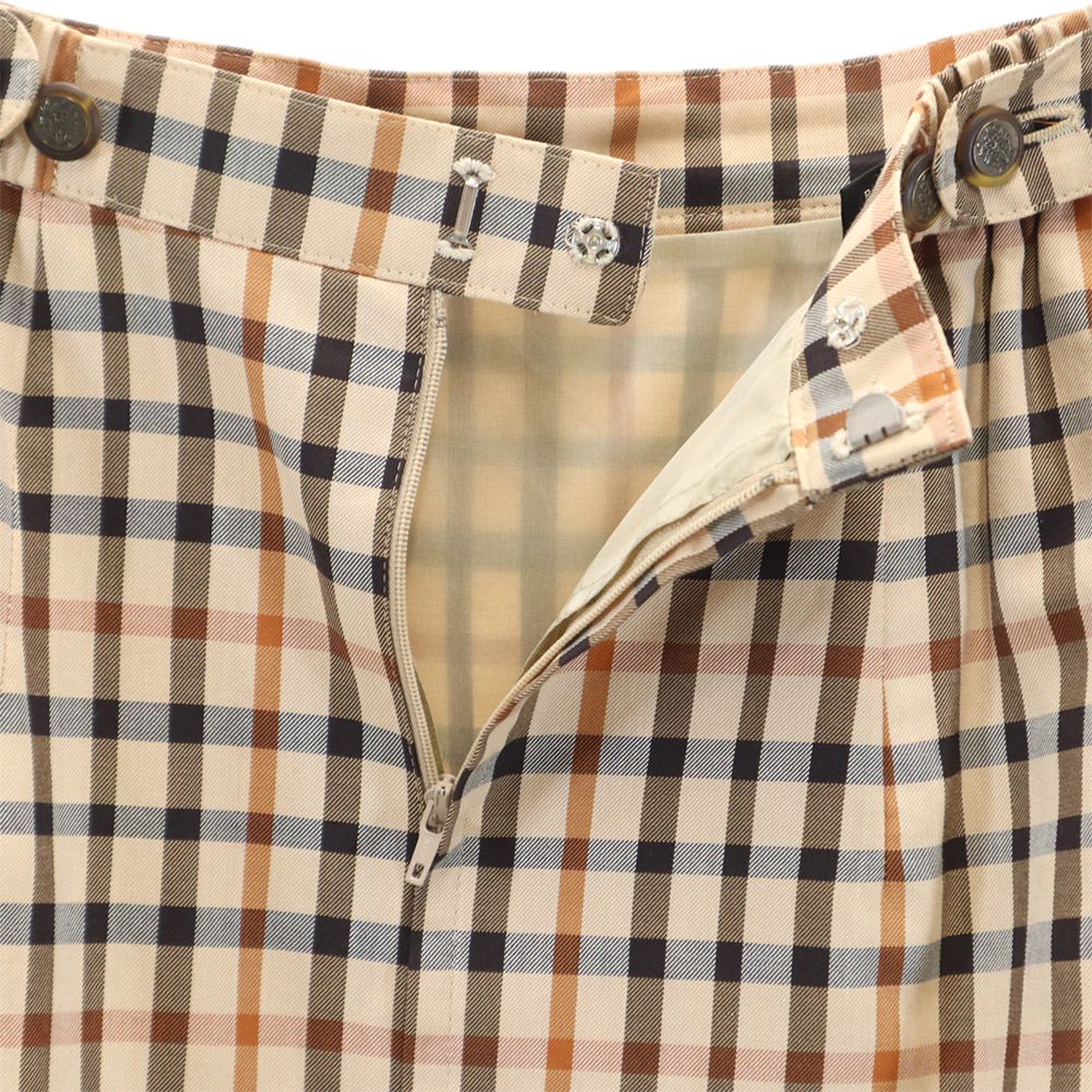 ダックス チェック柄 ミディ丈 タイトスカート 66-92 ブラウン系 DAKS レディース