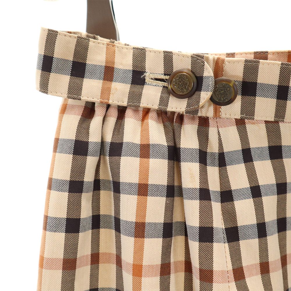 ダックス チェック柄 ミディ丈 タイトスカート 66-92 ブラウン系 DAKS レディース
