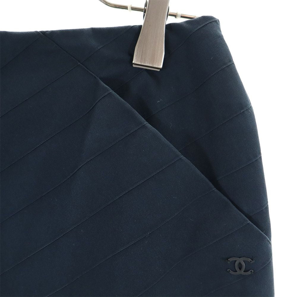 CHANEL シャネル フランス製 ミディスカート 36 ネイビー系 レディース