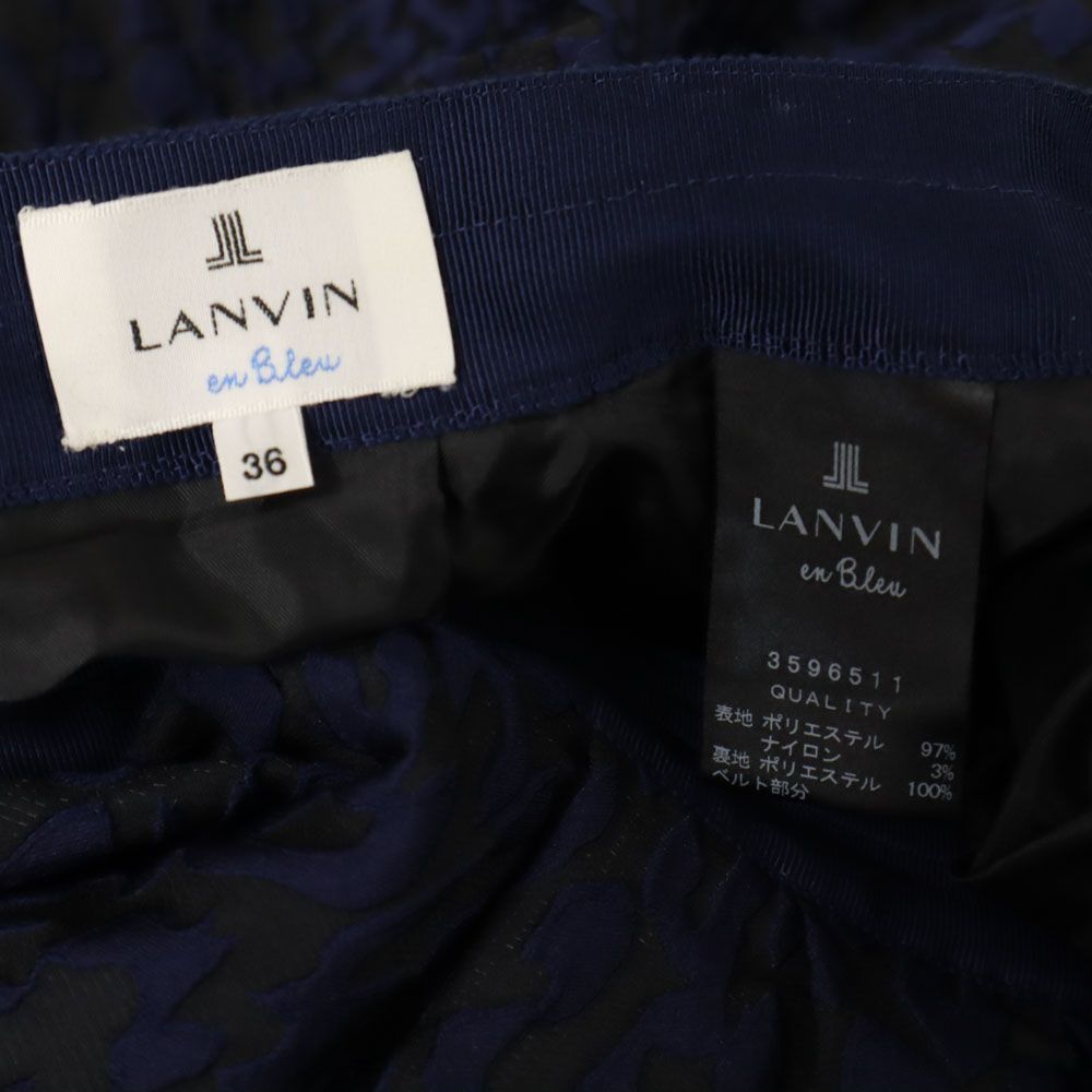 LANVIN en Bleu ランバンオンブルー 総柄 ミニ丈 フレアスカート 36 ネイビー系 レディース