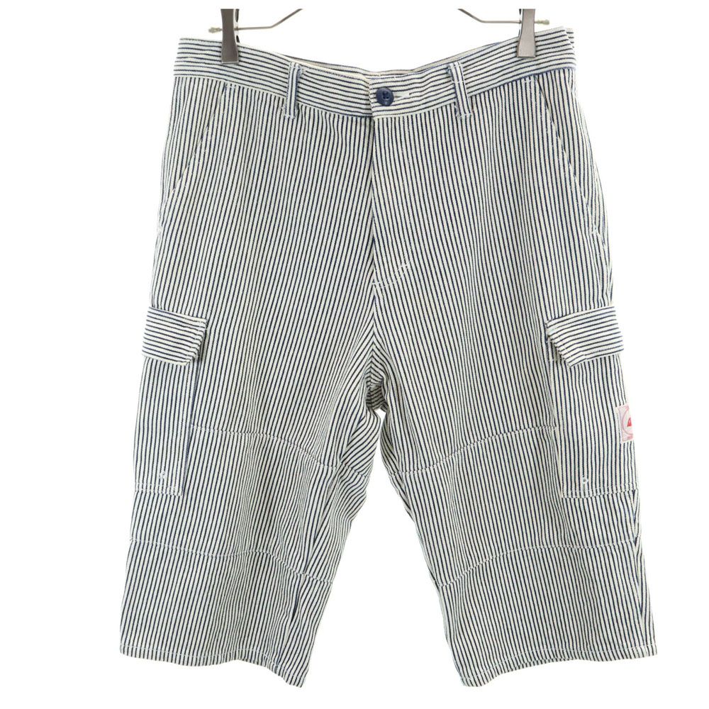 インターフェイス ストライプ柄 ヒッコリーデニム カーゴショートパンツ L ホワイト系 interface メンズ