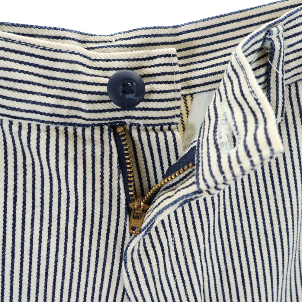 インターフェイス ストライプ柄 ヒッコリーデニム カーゴショートパンツ L ホワイト系 interface メンズ