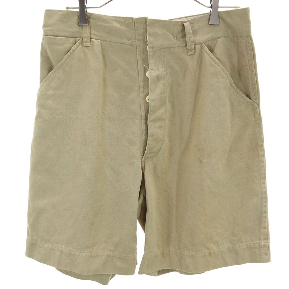 ミリタリー ショートパンツ ベージュ ボタンフライ メンズ