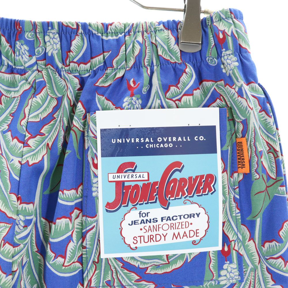 未使用 ユニバーサルオーバーオール 総柄 ショートパンツ M ブルー UNIVERSAL OVERALL ウエストゴム タグ付き メンズ