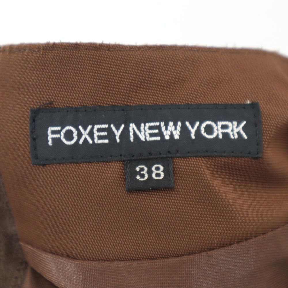 FOXEY NEW YORK フォクシーニューヨーク 日本製 ミニ丈 プリーツスカート 38 ブラウン バックジップ レディース