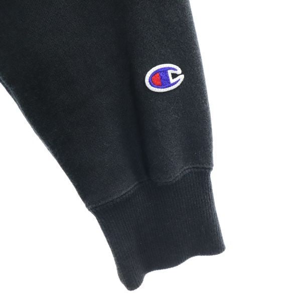 Champion チャンピオン プリント 長袖 スウェットパーカー M ブラック メンズ