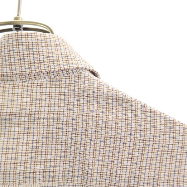 YVES SAINT LAURENT イヴサンローラン 80s 90s オールド チェック柄 長袖 シャツ 15 1/2 34-35 茶系 ワイシャツ メンズ