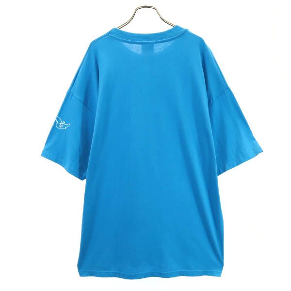 Hanes ヘインズ 90s オールド プリント 半袖 Tシャツ XL 水色 メンズ