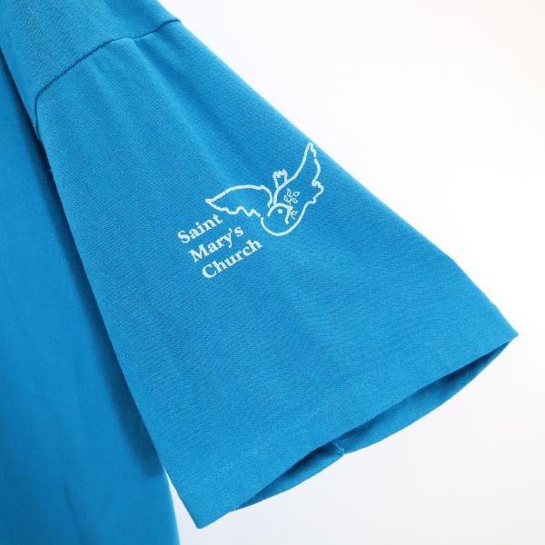 Hanes ヘインズ 90s オールド プリント 半袖 Tシャツ XL 水色 メンズ