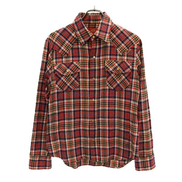 INDIAN MOTORCYCLE インディアンモトサイクル チェック柄 長袖 ウエスタンシャツ M メンズ