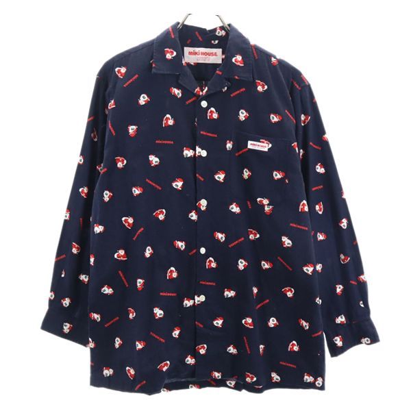 mikihouse ミキハウス サンタクロース 長袖 シャツ M 紺 開襟 メンズ