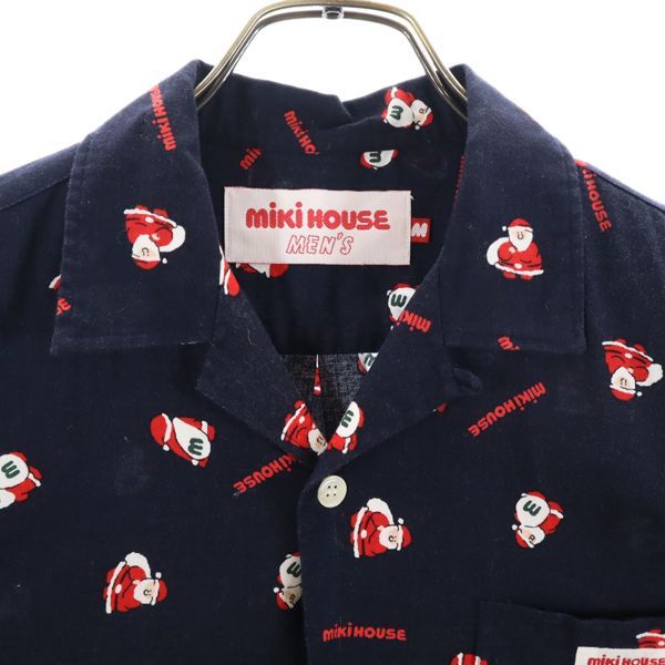 mikihouse ミキハウス サンタクロース 長袖 シャツ M 紺 開襟 メンズ
