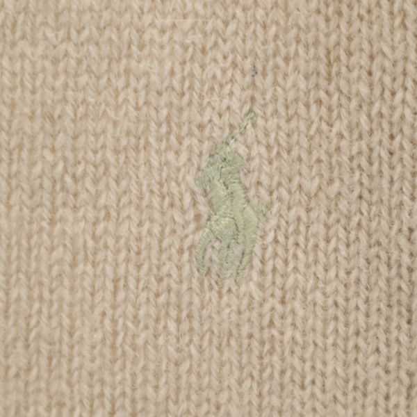 RALPH LAUREN ラルフローレン ワンポイント刺繍 長袖 Vネック セーター S ベージュ系 ニット レディース