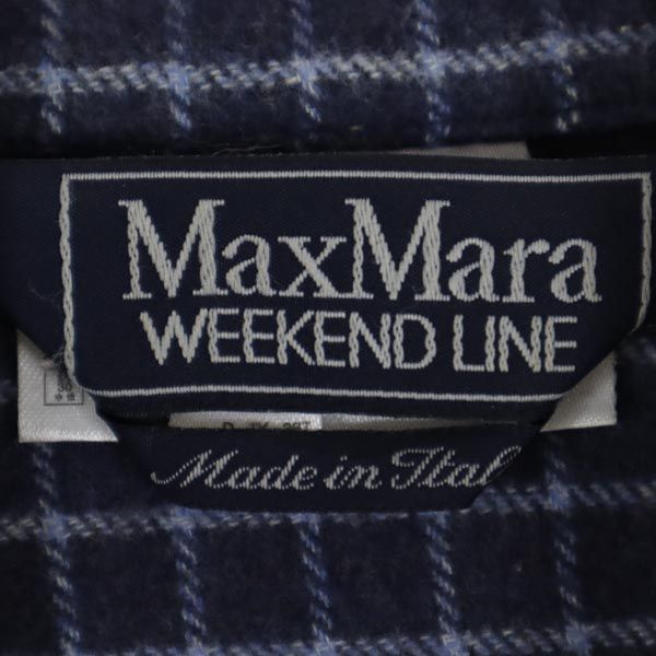 MAX MARA マックスマーラ イタリア製 チェック柄 長袖 シャツ M 青系 レディース