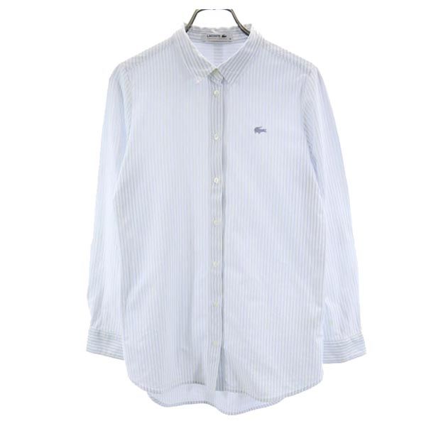 LACOSTE ラコステ ストライプ柄 長袖 シャツ M 白系 レディース
