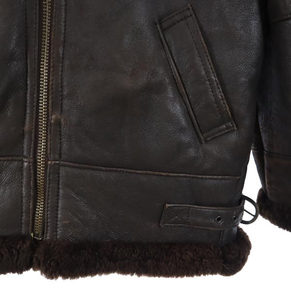 Harlin B-3type 羊革 ムートン レザージャケット 16 茶 Harlin B-3type 本皮 本革 レディース