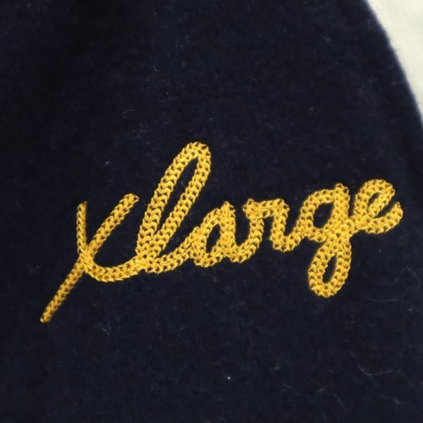 XLARGE エクストララージ ウールブレンド スタジャン S 紺 羊革レザー袖 皮 メンズ