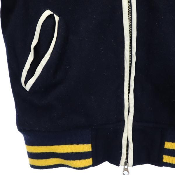 XLARGE エクストララージ ウールブレンド スタジャン S 紺 羊革レザー袖 皮 メンズ
