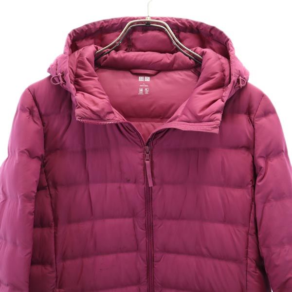 UNIQLO ユニクロ シームレス ダウンジャケット L パープル系 フード レディース