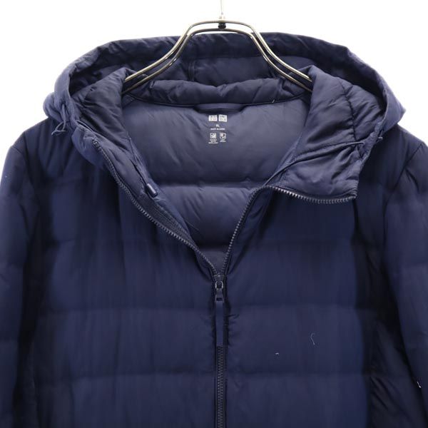 UNIQLO ユニクロ シームレス ダウンジャケット XL ネイビー系 フード レディース