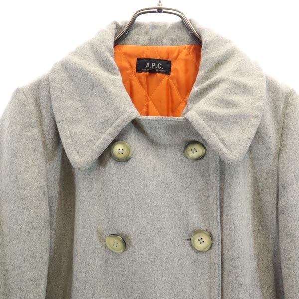 A.P.C. アーペーセー ウールブレンド ピーコート S グレー 裏キルティング レディース
