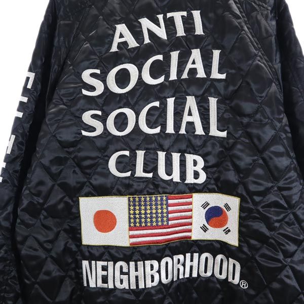 NEIGHBORHOOD ネイバーフッド バックロゴ刺繍 キルティングジャケット S 黒×白×アイボリー ジャンパー ブルゾン メンズ