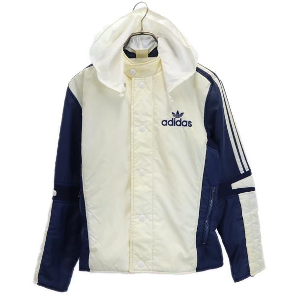 adidas アディダス 70s 80s ヴィンテージ デサント製 ADS-330F トレフォイルロゴ ダウンジャケット M アイボリー×ネイビー メンズ