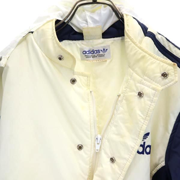adidas アディダス 70s 80s ヴィンテージ デサント製 ADS-330F トレフォイルロゴ ダウンジャケット M アイボリー×ネイビー メンズ