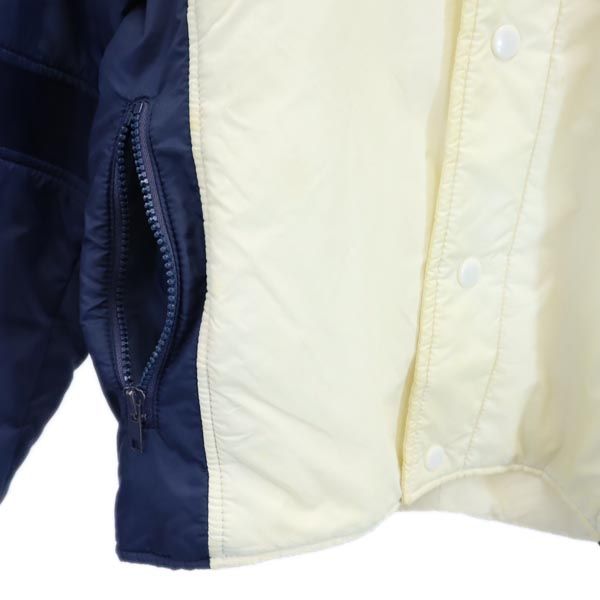 adidas アディダス 70s 80s ヴィンテージ デサント製 ADS-330F トレフォイルロゴ ダウンジャケット M アイボリー×ネイビー メンズ
