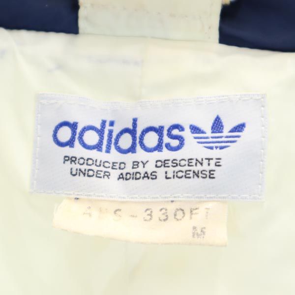 adidas アディダス 70s 80s ヴィンテージ デサント製 ADS-330F トレフォイルロゴ ダウンジャケット M アイボリー×ネイビー メンズ