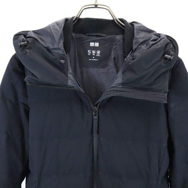 UNIQLO ユニクロ シームレス ダウンコート M ブラック系 フード レディース