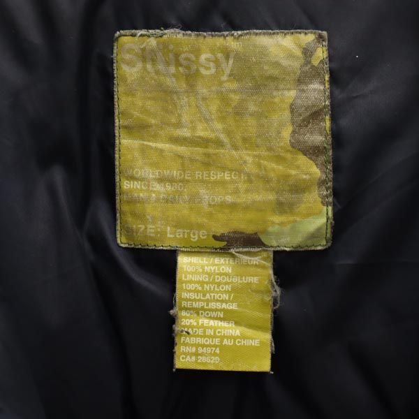 STUSSY ステューシー 紺タグ オールド ダウンジャケット L 黒 メンズ