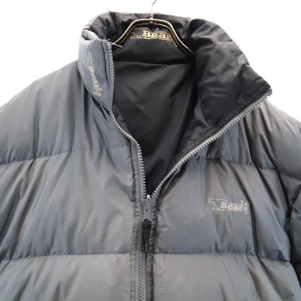 Bear USA ベアーユーエスエー ロゴ刺繍 リバーシブル ダウンジャケット L 黒 メンズ