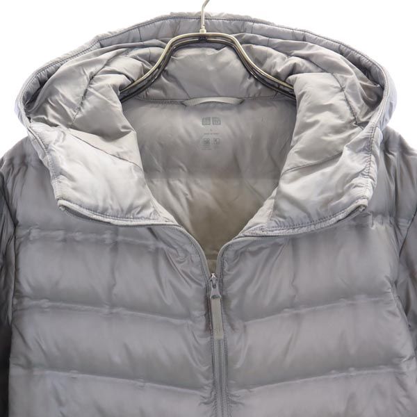 ユニクロ ウルトラライトダウンジャケット L グレー UNIQLO シームレス フード メンズ