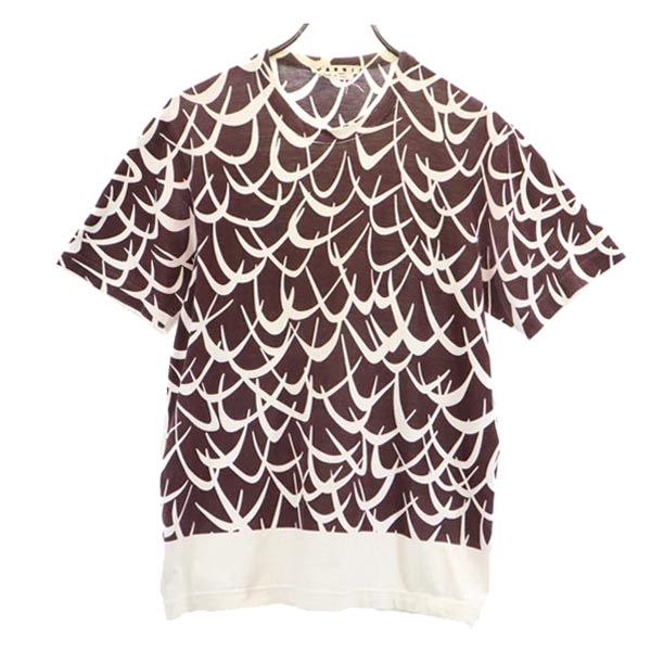 MARNI マルニ イタリア製 総柄 半袖 Tシャツ 44 ブラウン系 メンズ