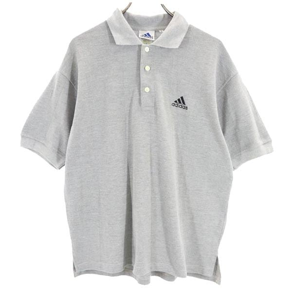 アディダス 半袖 ポロシャツ M グレー adidas 鹿の子 メンズ