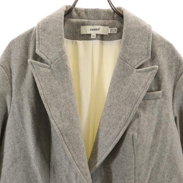 CAMEO カメオ ウールブレンド チェスターコート XS グレー×ホワイト 切替 メンズ