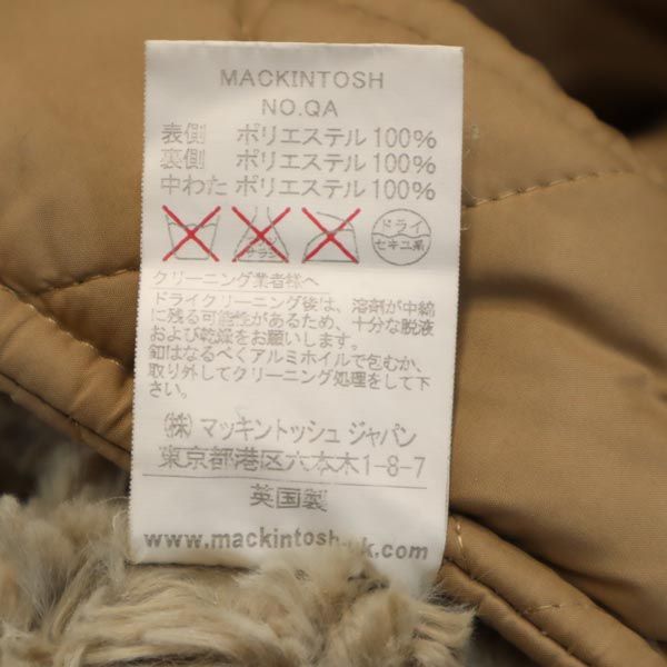 Mackintosh マッキントッシュ 英国製 長袖 キルティングコート 36 ベージュ 裏ファー レディース