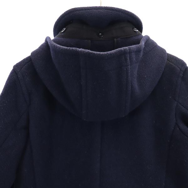 ダントン 日本製 フード付き コート 38 ネイビー Danton くるみボタン レディース