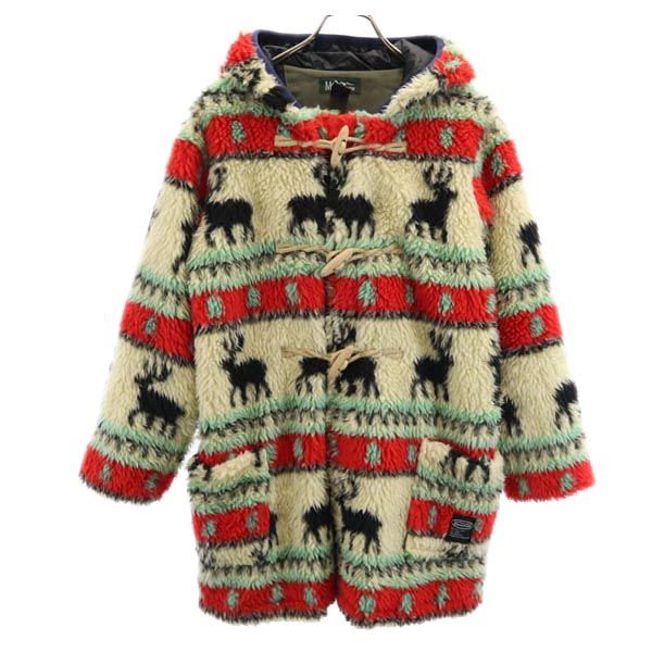 MANASTASH マナスタッシュ ノルディック柄 ボア ダッフルコート M ベージュ メンズ