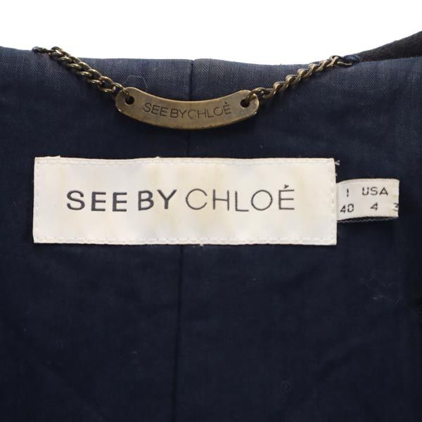 SEE BY CHLOE シーバイクロエ 中綿 ウールコート 4 ネイビー フード レディース