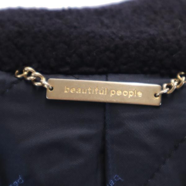 beautiful people ビューティフルピープル チェスターコート 36 ネイビー 裏キルティング素材 レディース