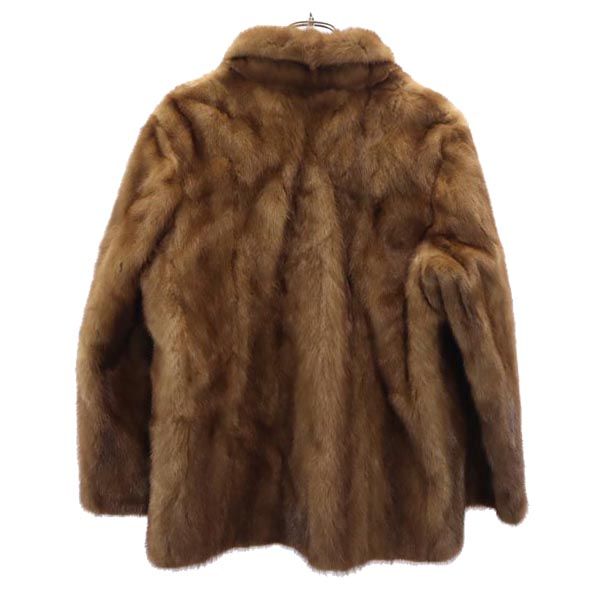 SAGA MINK サガミンク 長袖 ミンクファー 毛皮コート 15 ブラウン レザー ハーフコート レディース
