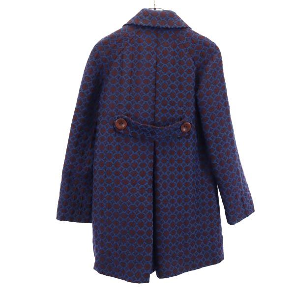 TARA JARMON タラジャーモン 総柄 ウールブレンド ハーフ コート 36 ブラウン系 レディース