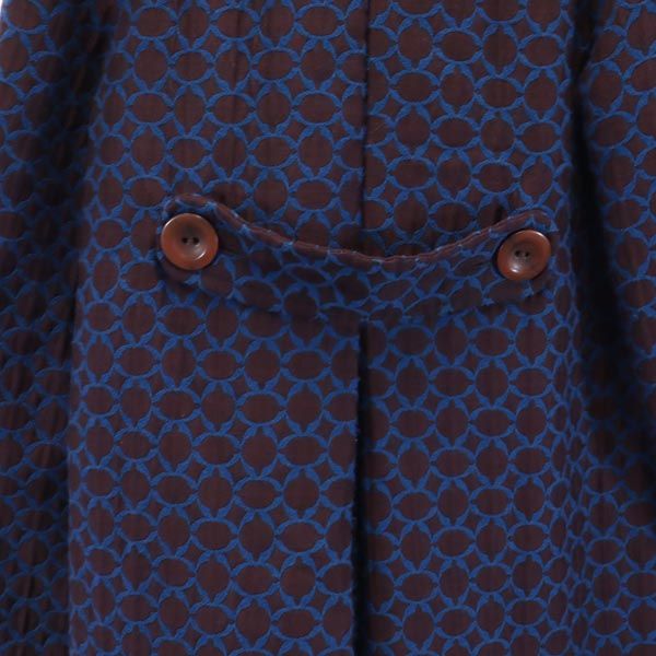 TARA JARMON タラジャーモン 総柄 ウールブレンド ハーフ コート 36 ブラウン系 レディース