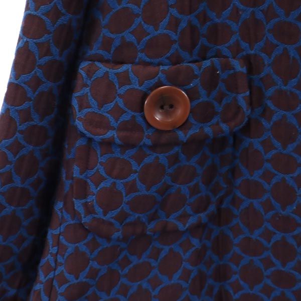 TARA JARMON タラジャーモン 総柄 ウールブレンド ハーフ コート 36 ブラウン系 レディース