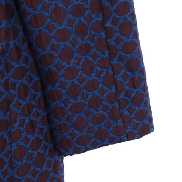 TARA JARMON タラジャーモン 総柄 ウールブレンド ハーフ コート 36 ブラウン系 レディース