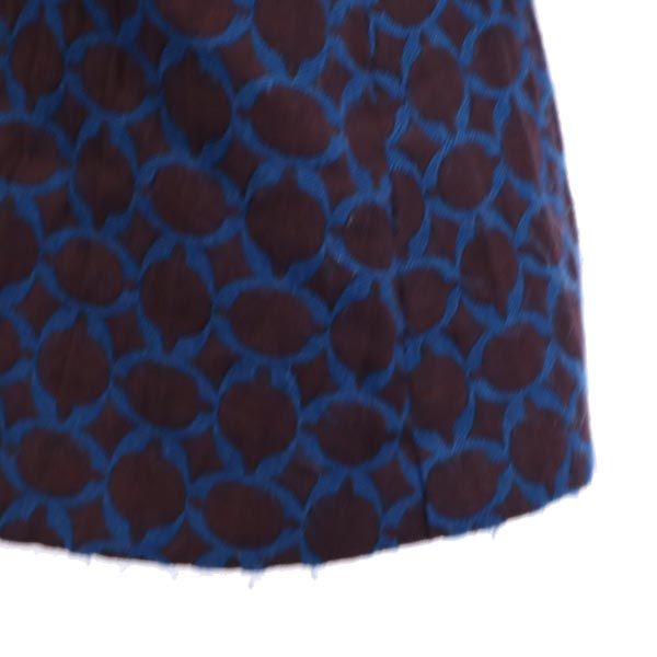 TARA JARMON タラジャーモン 総柄 ウールブレンド ハーフ コート 36 ブラウン系 レディース